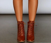 Cozy Cutie Lace-Up Block Heel Booties