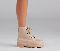 Croco Style Lug Sole Booties