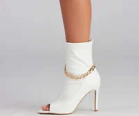Fab Chain-link Faux Leather Booties
