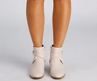 Buckle Up Stacked Heel Ankle Booties