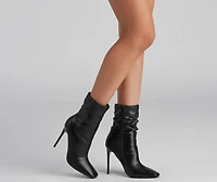 Ruched Life Faux Leather Booties