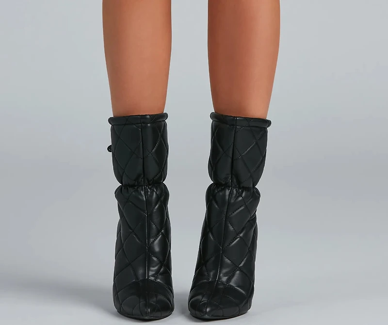 Quilted Beauty Scrunch Stiletto Booties