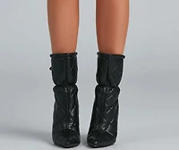 Quilted Beauty Scrunch Stiletto Booties