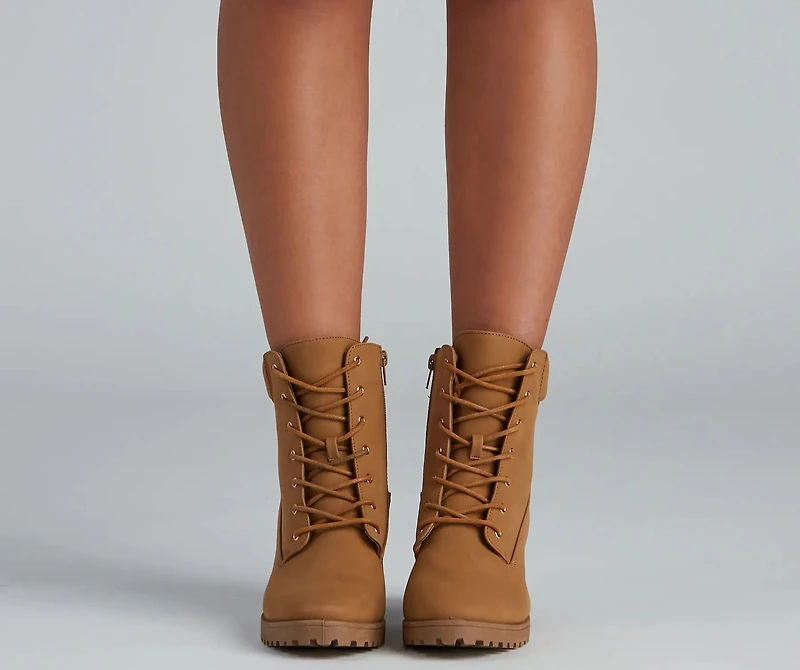 Trendy Moment Lace-Up Booties