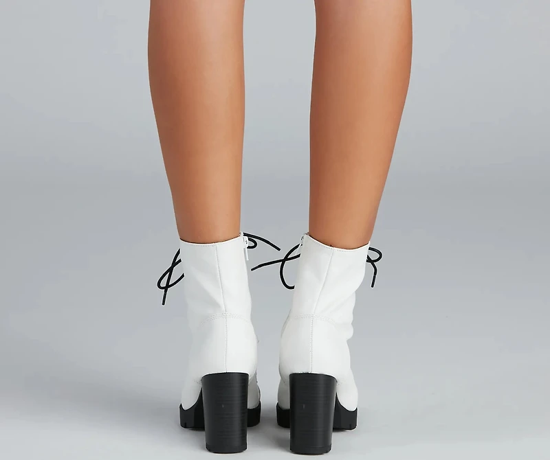 Wild Side Faux Leather Lug Boots