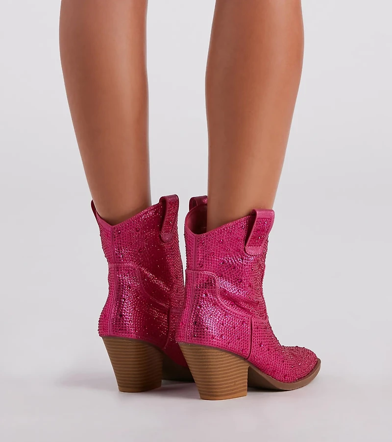 Glitzy Rhinestone Western Booties