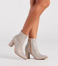 Glamorous Era Iridescent Rhinestone Booties