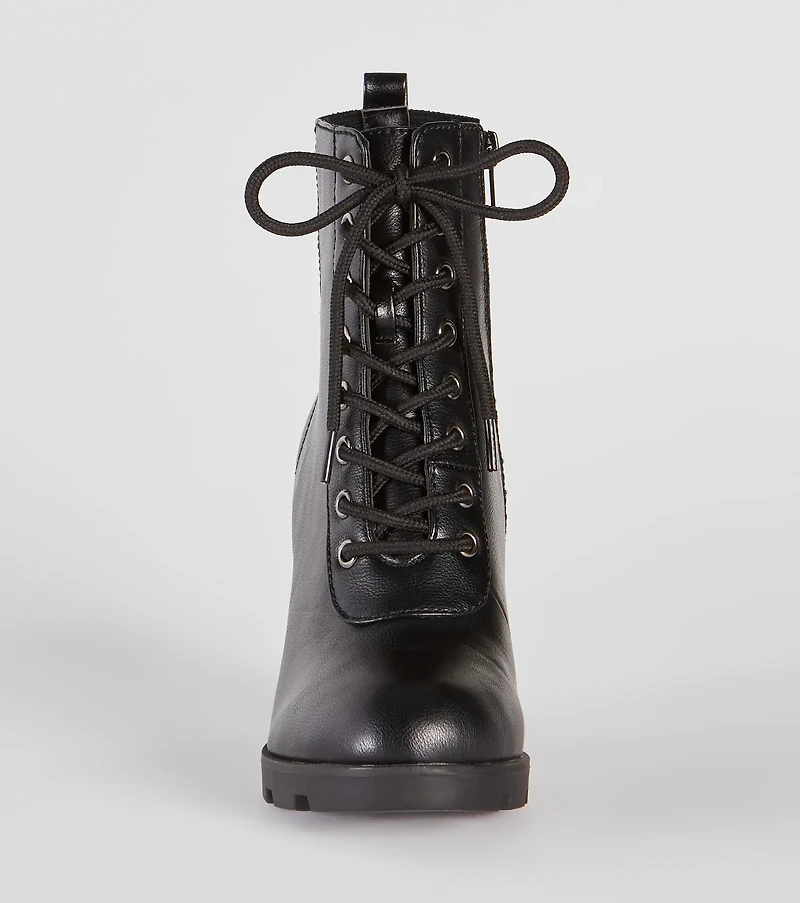 Edgy Perfection Lace-up Heeled Combat Booties