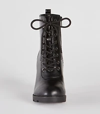 Edgy Perfection Lace-up Heeled Combat Booties