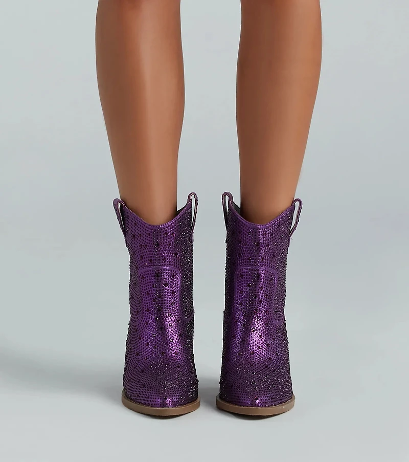 Glitzy Rhinestone Western Booties