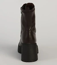 Got The Look Faux Leather Lace Up Lug Booties