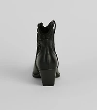 Western Glam Pearl Detail Ankle Booties