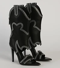 Edgy Mood Faux Leather Western Heeled Boots