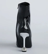 Glamorous Nights Patent Rhinestone Heel Booties