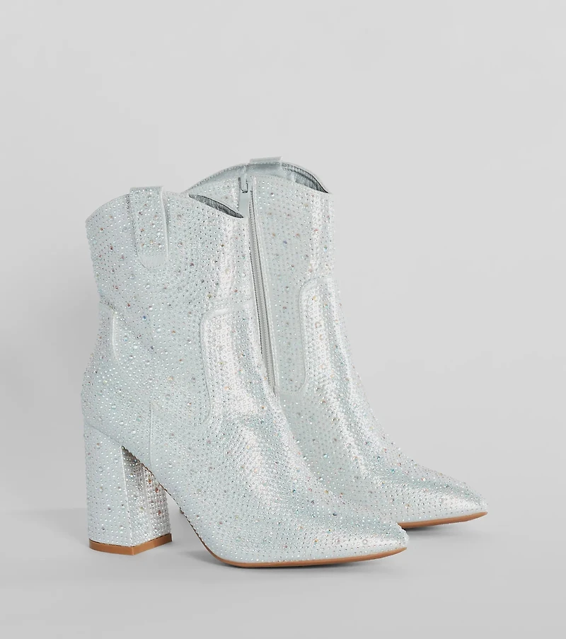Fabulous Star Rhinestone Metallic Western Booties