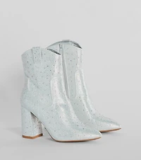 Fabulous Star Rhinestone Metallic Western Booties