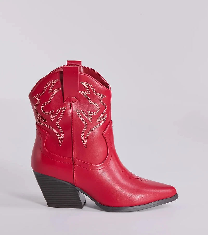 Pay A Visit Western Faux Leather Booties