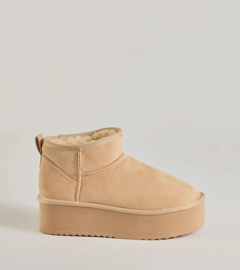 Cozy Feels Faux Sherpa Lined Platform Booties
