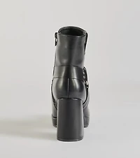 Effortless Edge Moto Faux Leather Booties