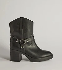 Strut It Out Moto Block Heel Platform Booties