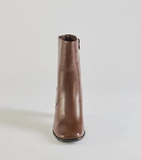 Sleek Fave Faux Leather Block Heel Booties