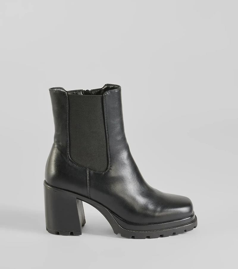 Edgy Strut Faux Leather Platform Booties