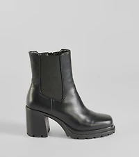Edgy Strut Faux Leather Platform Booties