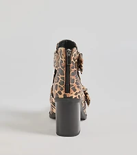 Edgy Stride Buckle Strap Ankle Booties