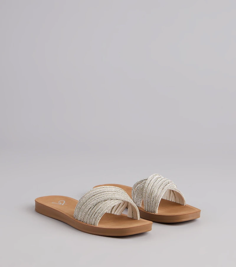 Shimmer Steps Rhinestone Slide Sandals
