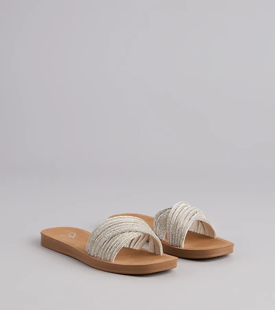 Shimmer Steps Rhinestone Slide Sandals