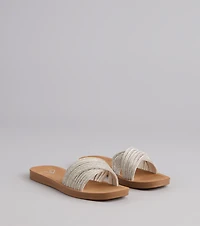 Shimmer Steps Rhinestone Slide Sandals