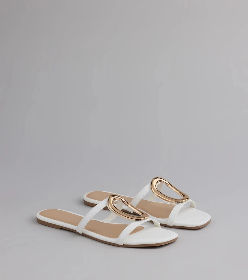 Chic And Sleek Square Strappy Flat Sandals