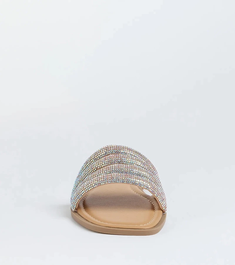 Always Shine Rhinestone Strappy Flat Sandals