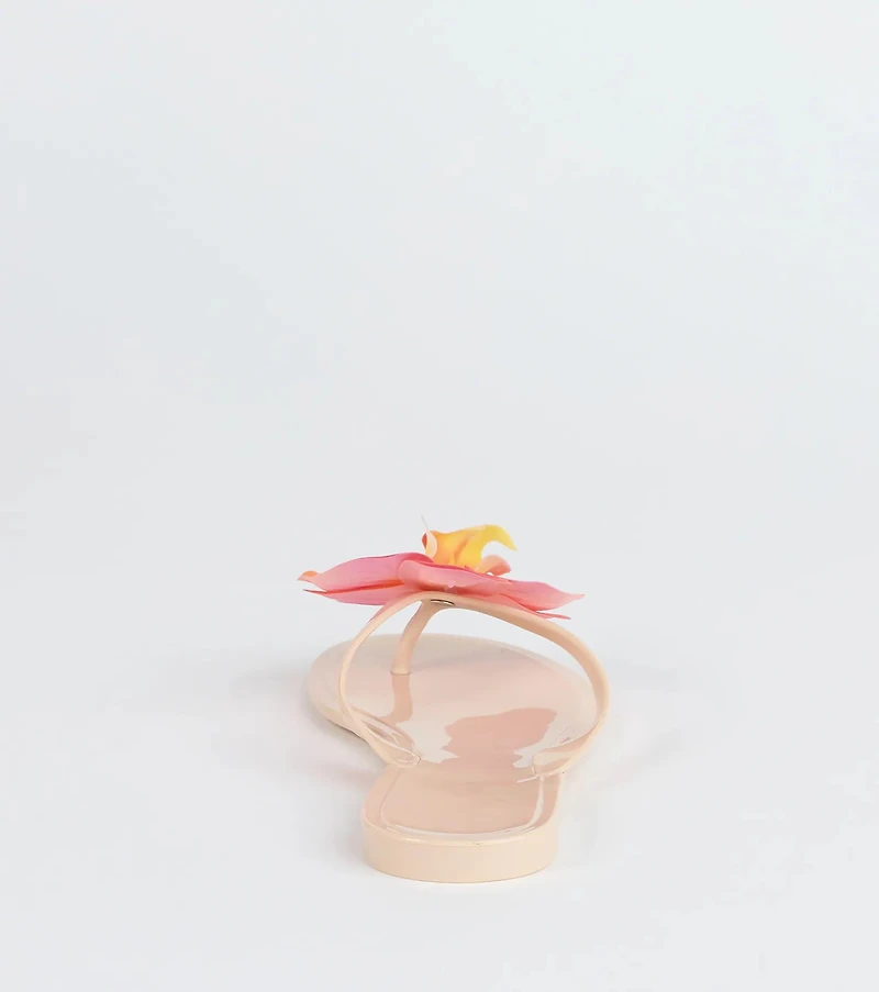 On Vacay Flower Strap Jelly Sandals