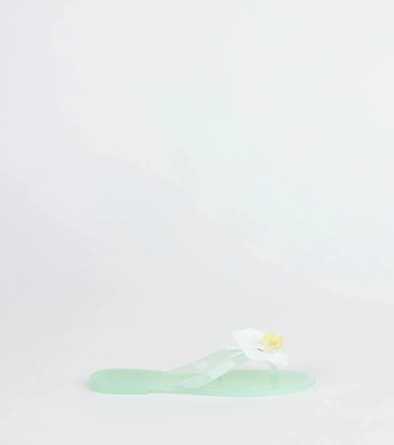 On Vacay Flower Strap Jelly Sandals