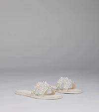 Pop Of Luxe Sparkle Faux Pearl Rhinestone Sandals