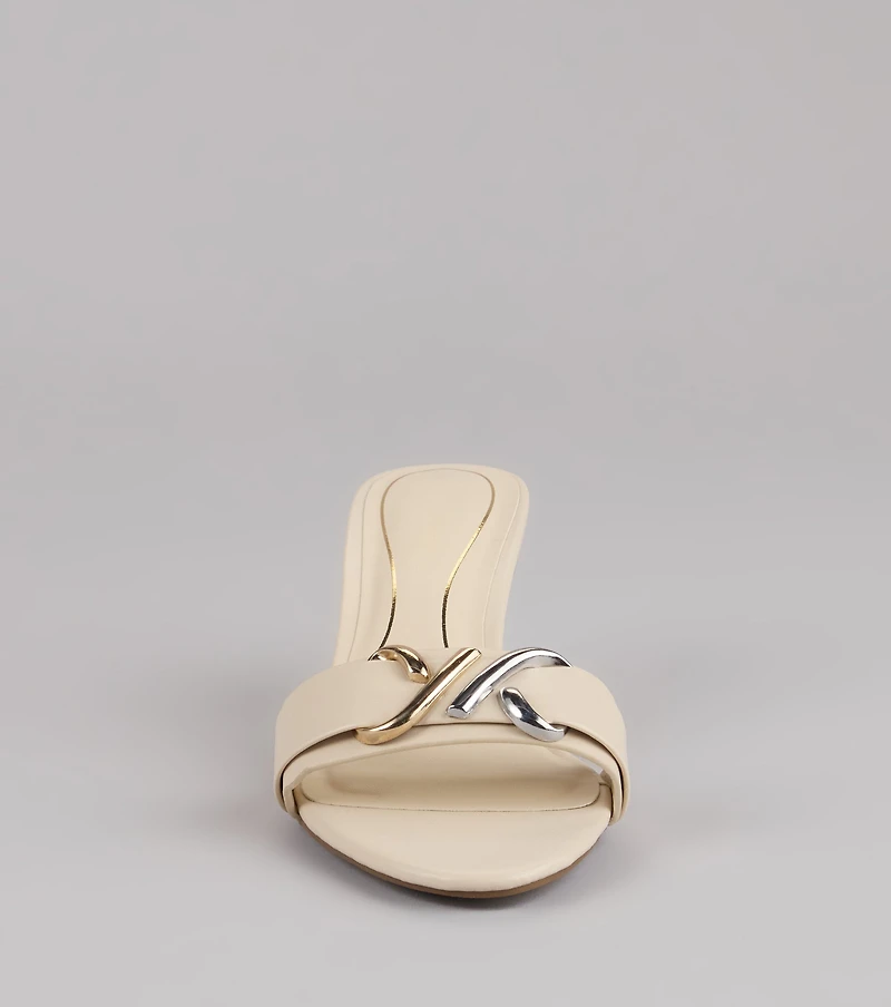 Double Take Hardware Kitten Mules