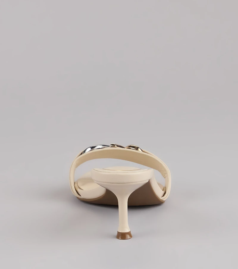 Double Take Hardware Kitten Mules
