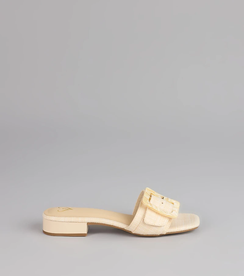 Easy Days Raffia Buckle Slide Sandals