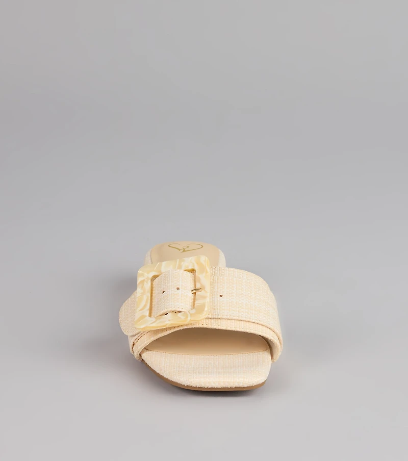 Easy Days Raffia Buckle Slide Sandals