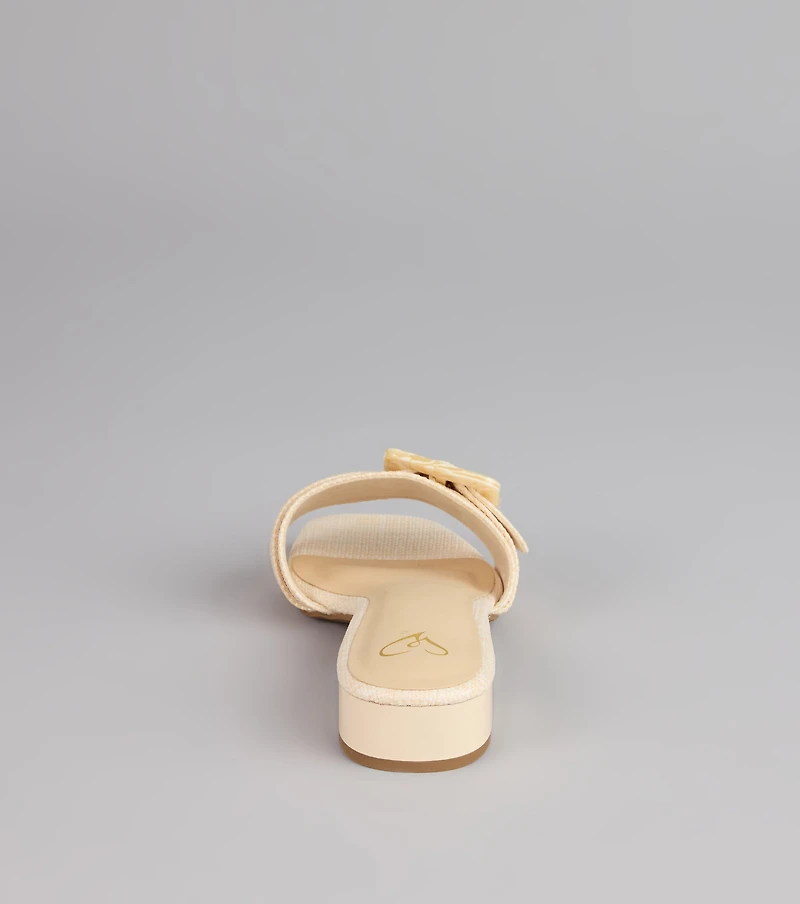 Easy Days Raffia Buckle Slide Sandals