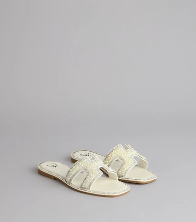 I Do Glam Faux Pearl Rhinestone Sandals
