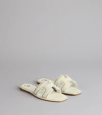 I Do Glam Faux Pearl Rhinestone Sandals