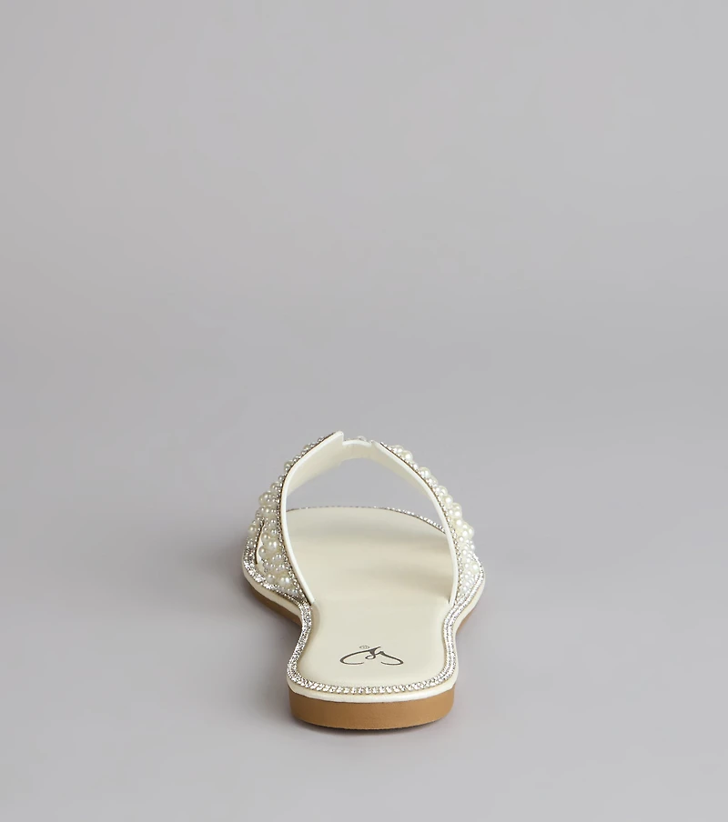 I Do Glam Faux Pearl Rhinestone Sandals