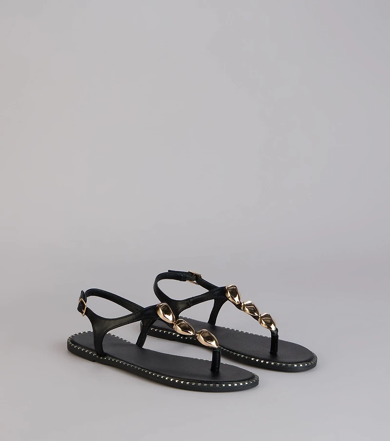 Easy Elegance Stone Beaded Thong Flat Sandals