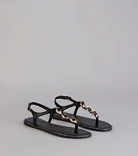 Easy Elegance Stone Beaded Thong Flat Sandals