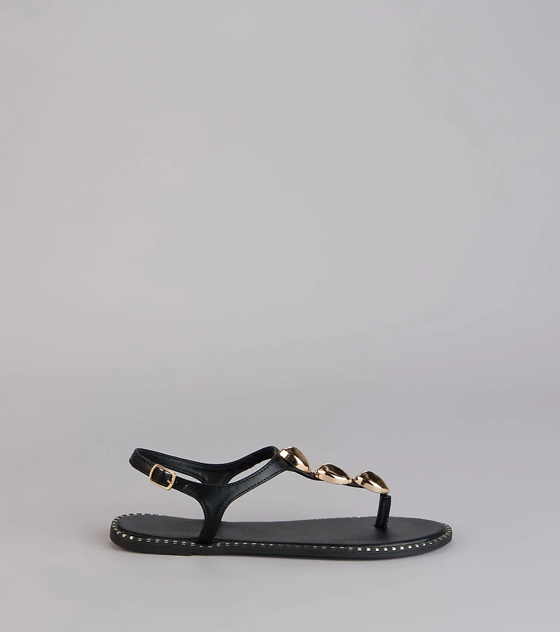 Easy Elegance Stone Beaded Thong Flat Sandals