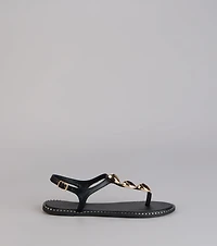 Easy Elegance Stone Beaded Thong Flat Sandals