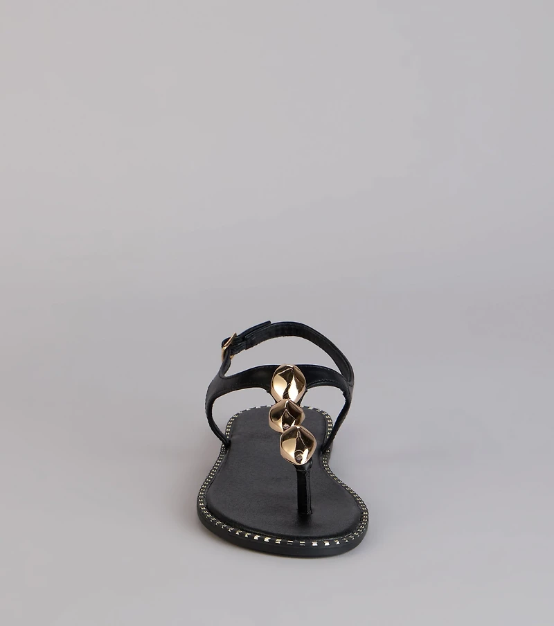 Easy Elegance Stone Beaded Thong Flat Sandals