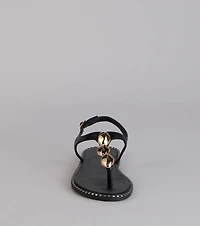 Easy Elegance Stone Beaded Thong Flat Sandals